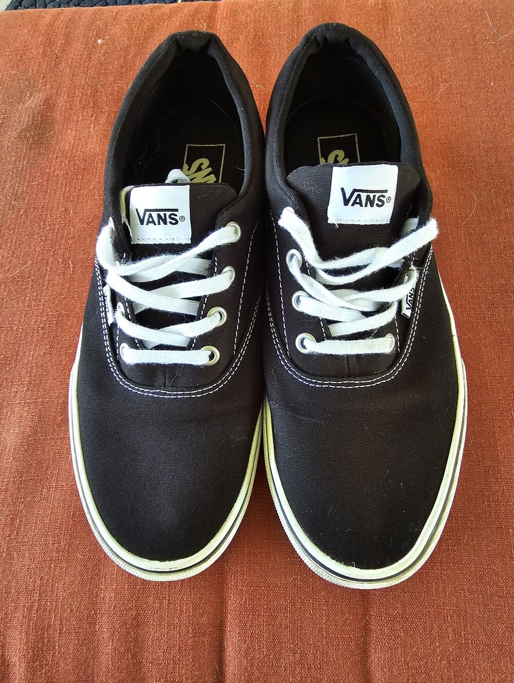 Vans Black Canvas Low-Top Sneakers with White Accents Size 10 Womens